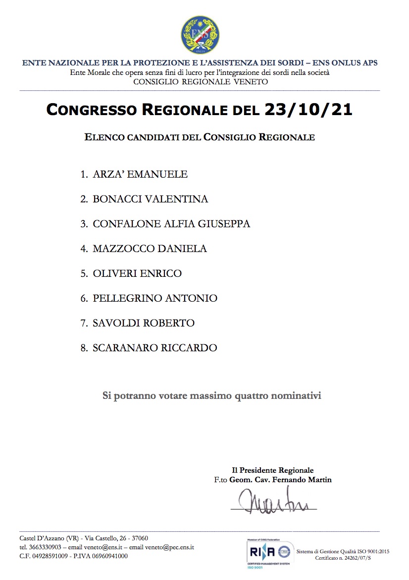 Elenco consiglieri 23 10 2021